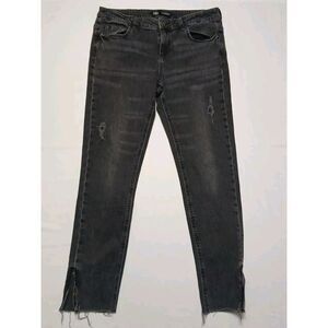 Zara Women's Distressed Stretch Skinny Ankle Zip Raw Hem Size 8‎ 31 X 25.5 Jeans